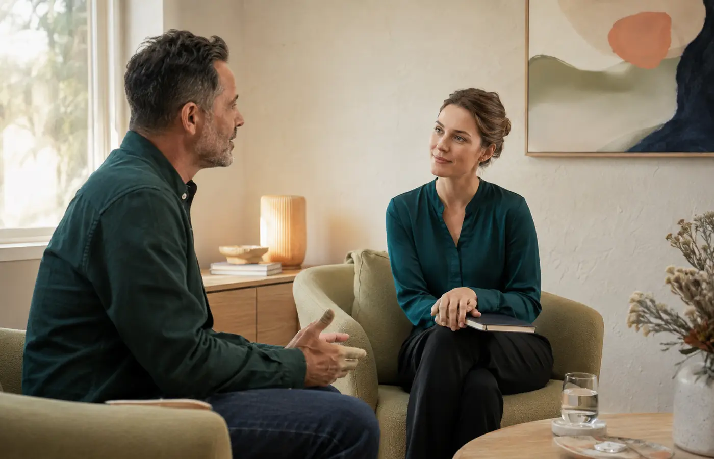 1080x600 Patient speaking with an Australian healthcare practitioner during a private consultation